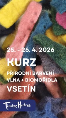 KURZ PŘÍRODNÍ BARVENÍ:  Vlna a rostlinná mořidla 25. - 26. 4. 2026 Vsetín