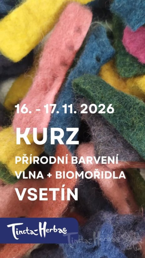 KURZ PŘÍRODNÍ BARVENÍ:  Vlna a rostlinná mořidla 16. - 17. 11. 2026 VSETÍN