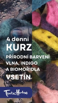 4 denní KURZ PŘÍRODNÍ BARVENÍ:  Vlna , Indigo a Rostlinná mořidla  14. - 17. 11. 2026 VSETÍN