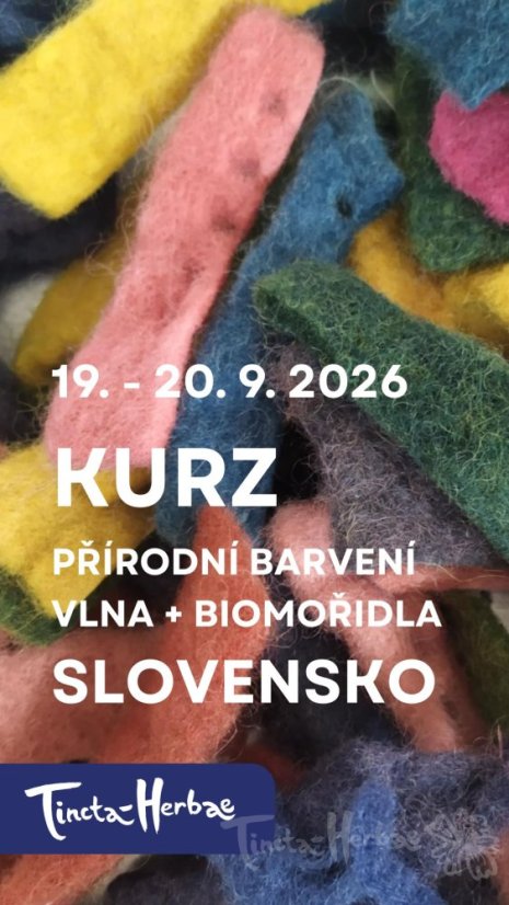 KURZ PŘÍRODNÍ BARVENÍ:  Vlna a rostlinná mořidla 19. - 20. 9. 2026 SLOVENSKO